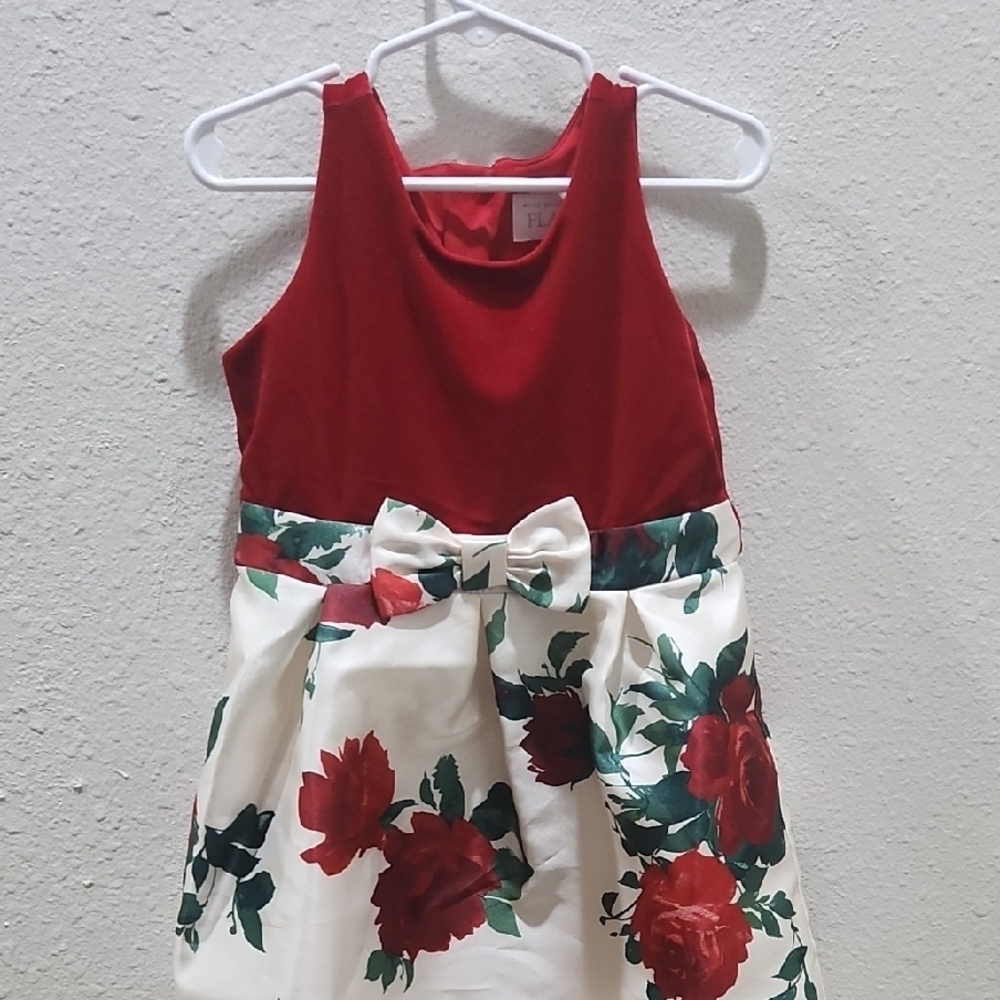 Floral Red and White Kids Dress